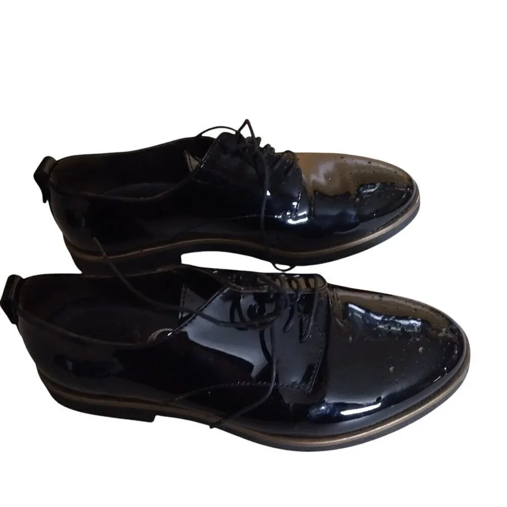 AGL Attilio Giusti Leombruni Women 36/US 6 Black Patent Leather Lace Up Oxford